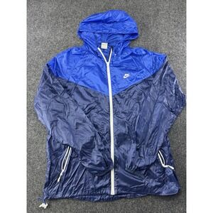 Nike Windbreaker Jacket Blue Two Tone Hooded Lightweight Nylon Zip XL Sportswear